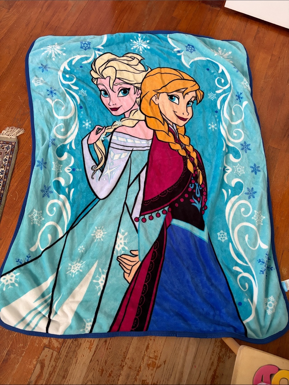 Disney Frozen Elsa & Anna Plush Throw Blanket - Aqua, Blue, Pink